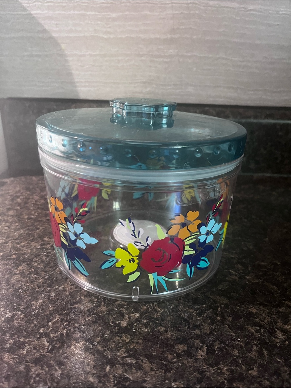 The Pioneer Woman Teal Lidded Floral Acrylic Canister
